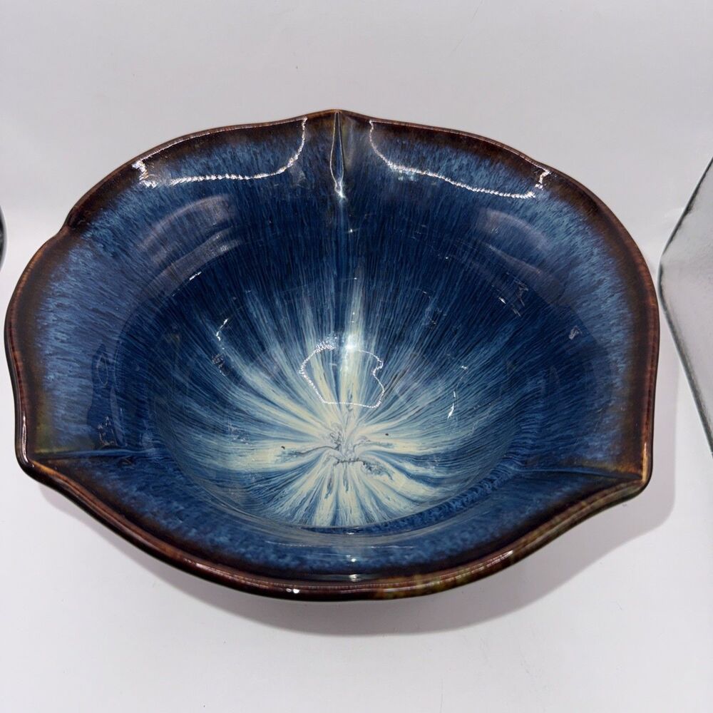 Bill Campbell Drip Glaze Pottery Bowl Signed 8 5/8" Vintage